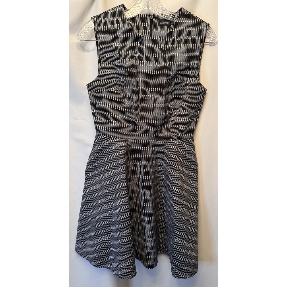 Kate Spade Saturday Size Zero Fit & Flare Dress Black White Sleeveless Pockets
